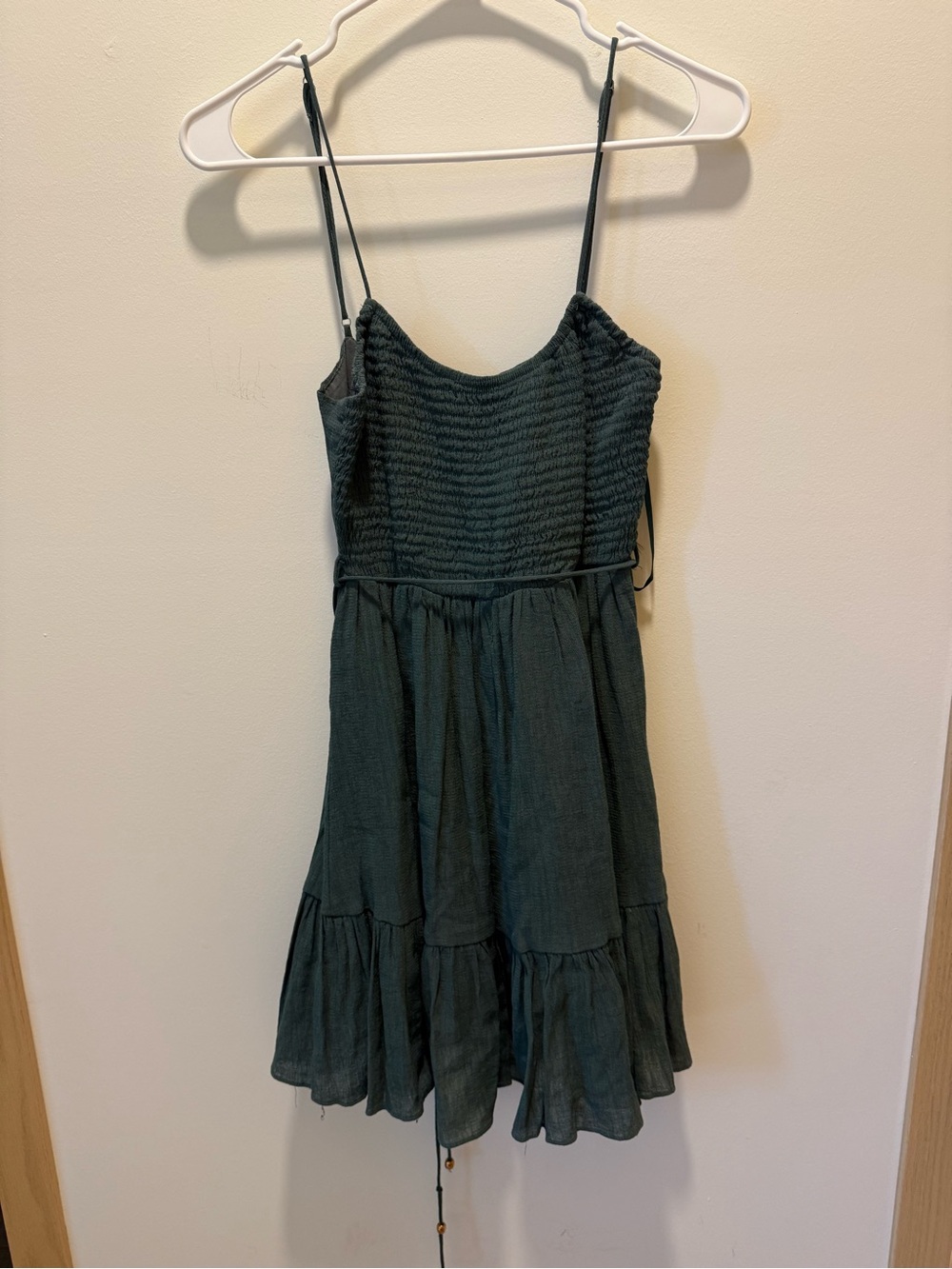 Lulu's Dark Green Smocked Tiered Mini Dress